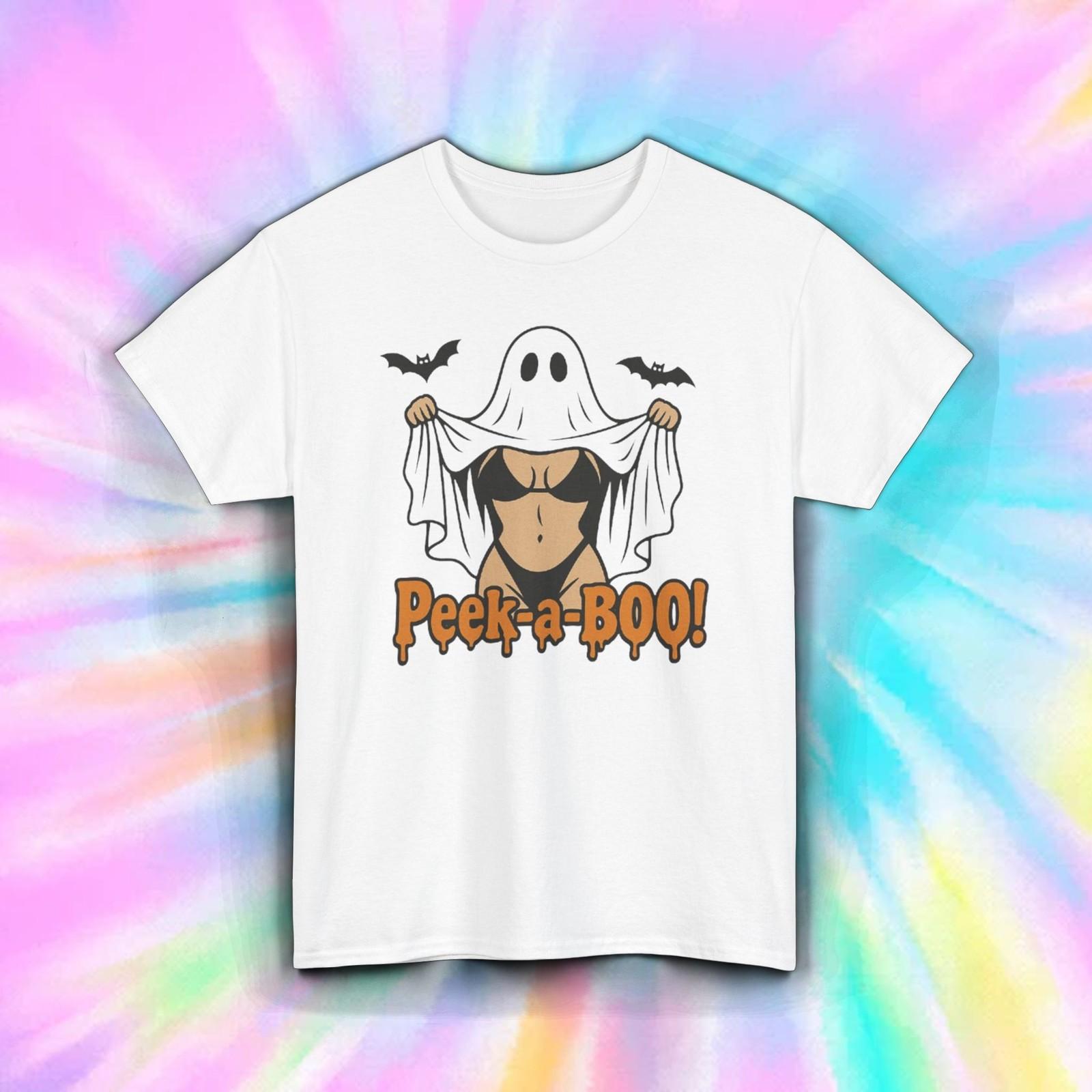 Funny Halloween Peekaboo T Shirt Sexy Ghost Costume Boo Graphic Tee S-5XL M