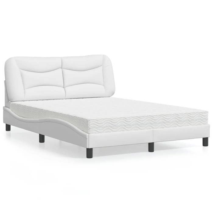 VidaXL Bed with Mattress White 140x200 Cm Faux Leather 3208725