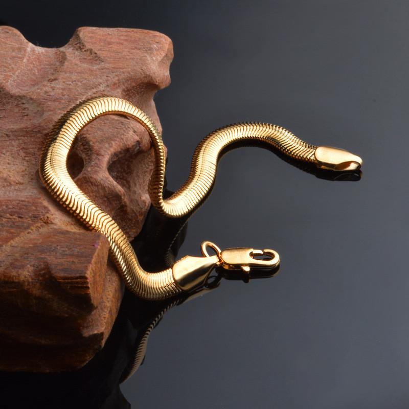 Snake Chain Link Bracelet Male Wholesale Braslet 2025 Gold Color Stainless Steel Bracelets for Men Women Punk Jewelry Gift