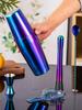 5pcs Rainbow Cocktail Shaker Bar Set,Stainless Steel Boston Shaker Tins Bartender Kit Drink Mixer Party Bar Tools