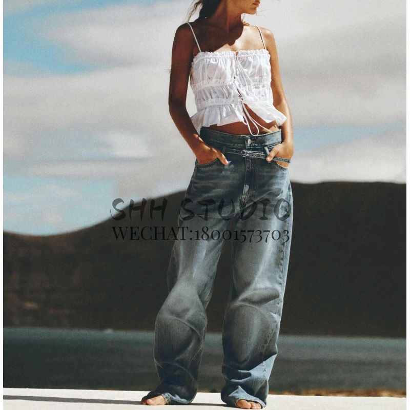 Spring New French Style Pure Desire Straight Collar Camisole Bowknot Decoration Poplin Tops 3067055 3411025