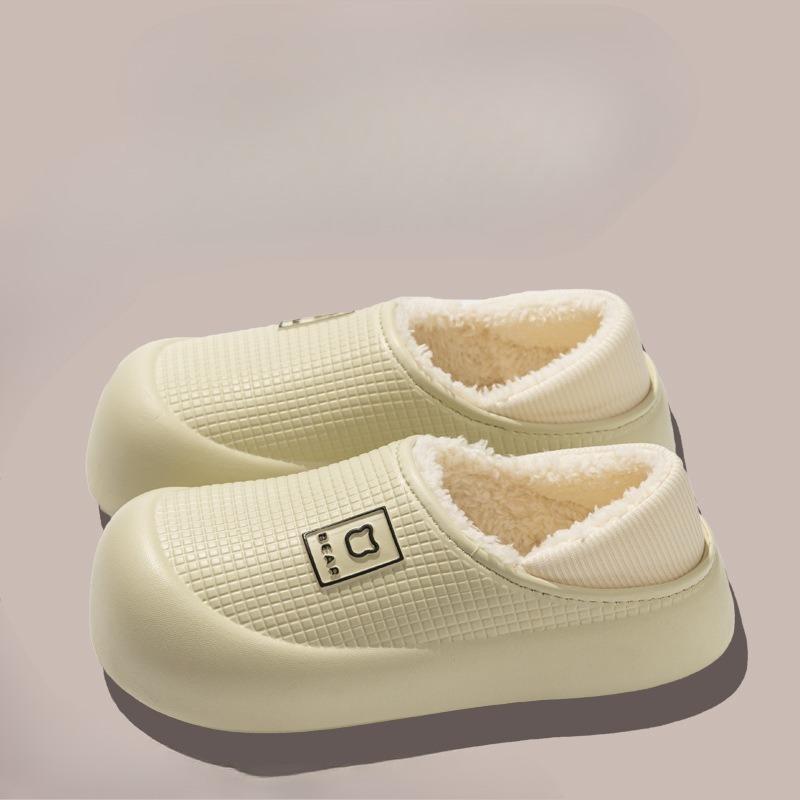 Waterproof Indoor Warm Bags for Women's Cotton Shoes and Anti-slip Plush Slippers