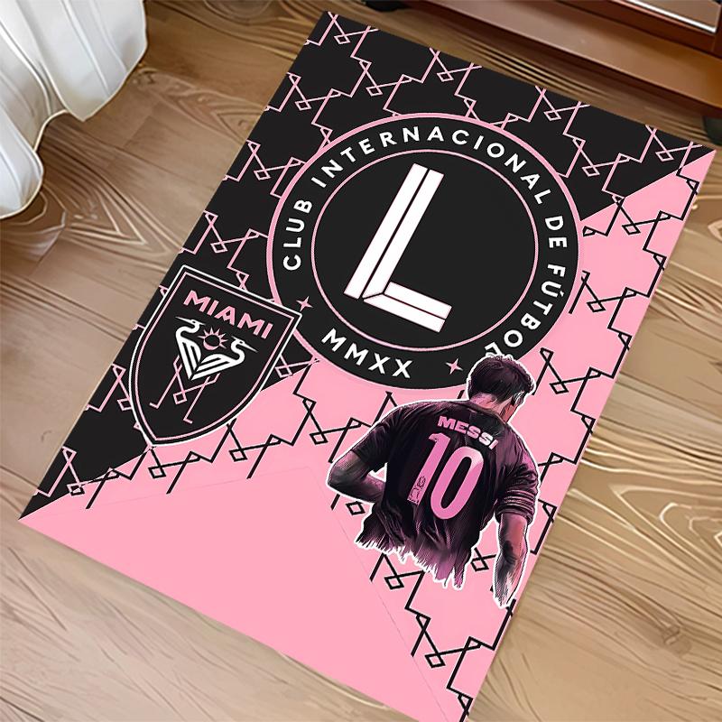 1pc Inter Miami CF Print Area Rug - Soft,Washable Non-Slip Indoor Mat for Office Chairs,Living Room,Home Office Decorative Rug