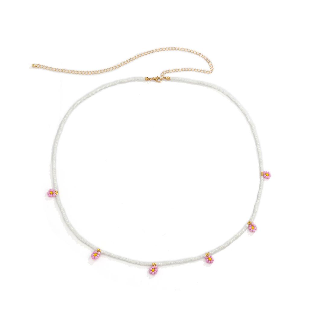 Accessories, Idyllic Daisy Flower Waist Chain, Sweet And Cool Wind Colored Rice Beads Woven Body Chain Female
