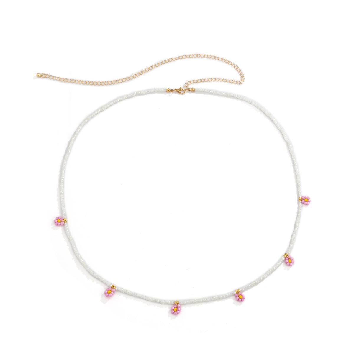 

Accessories, Idyllic Daisy Flower Waist Chain, Sweet And Cool Wind Colored Rice Beads Woven Body Chain Female