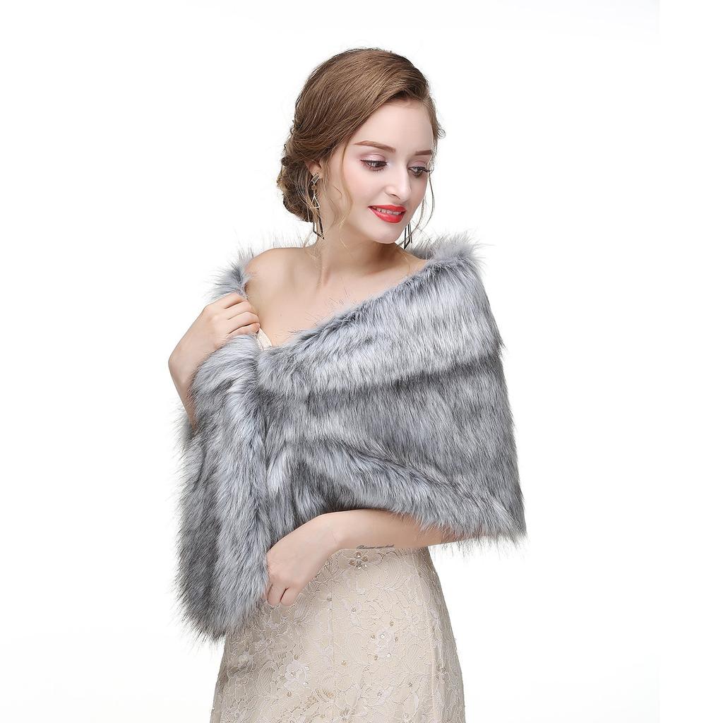 Faux Fur Elegant Fur Gorgeous Shawl for for Furisode Faux Bride [Muzhilun] Shawl, Warm, Thick, Large, Shawl, Women, Kimono, Dress, Fur, Warm, Fur,