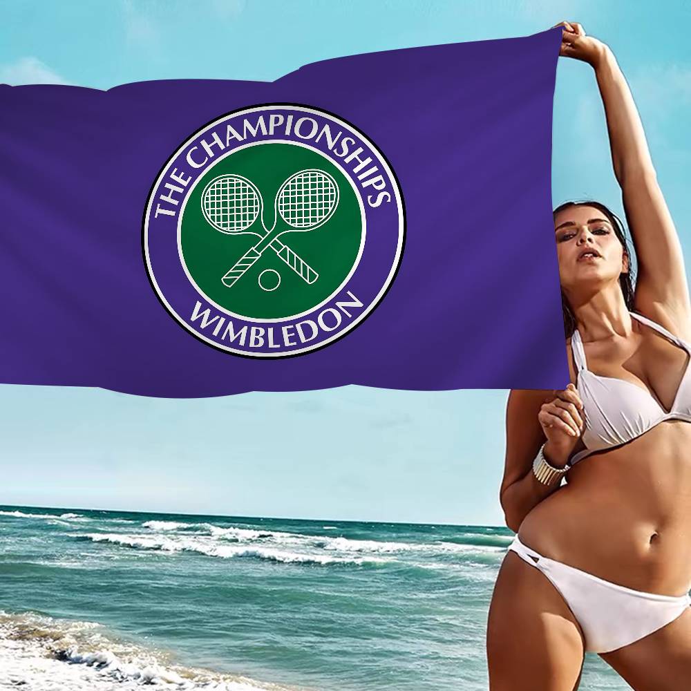 W-Wimbledon Pattern Microfiber Printed Beach Towel Mountain Climbing Yoga Beach Swimming Running Absorbent Soft Towel