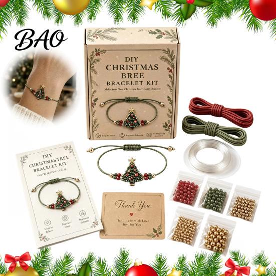 Beads for Jewelry Making DIY Christmas Beaded Bracelet Kit, Holiday Handmade Craft Supplies, Xmas Beading Sets Kids Bead Kit Adults, Kids, Family