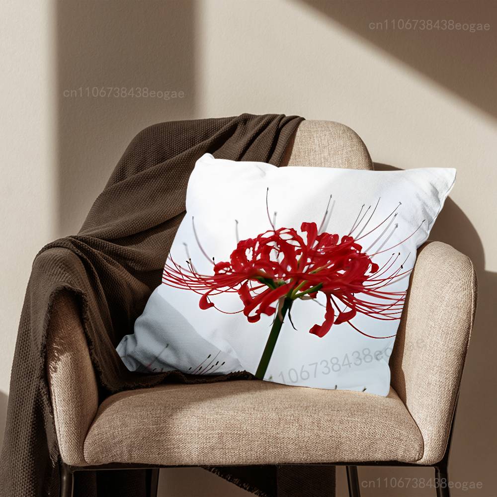 Red Spider Lily Throw Pillow Case For 45x45cm,55x55cm,30x30cm For Home Bedroom Decoration And Protector
