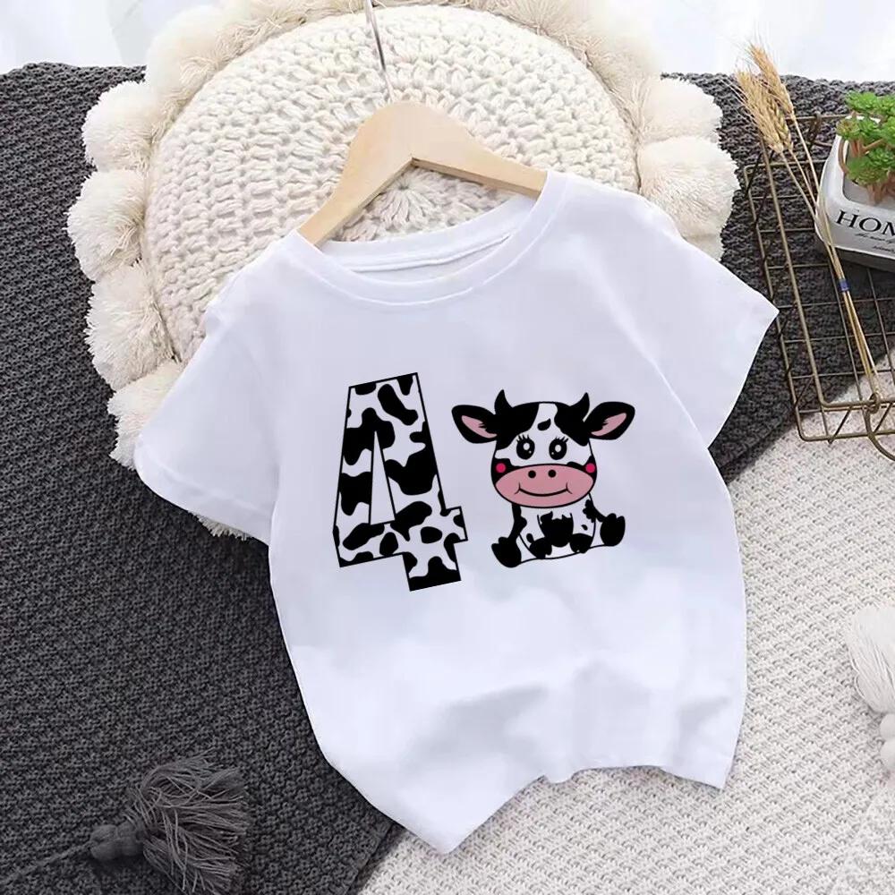 Maglietta di Compleanno Moda Mucca Numero 1-10 Maglietta di Compleanno T-shirt Ragazzo Ragazza Festa Maglietta Stampa Mucche Vestiti Regali Bambini Magliette alla Moda T-shirt