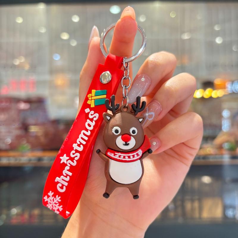 2Pcs Cartoon Cute Santa Claus Tree Keychain Christmas Party Decoration Bag Ornaments Car Key Pendant Exquisite Small Gift
