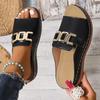 Sandali Donna Fibbia Metallica Punta Aperta Zeppa Suola Spessa Pantofole Taglie Forti Scarpe Casual Semplici