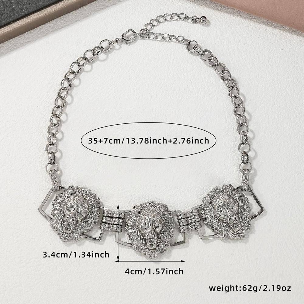 Personality Exaggerated Lion Head Accessory Necklace Fashion Hip Hop Stereoscopic Choker Fashion Trend Women Jewelry Accessories Other