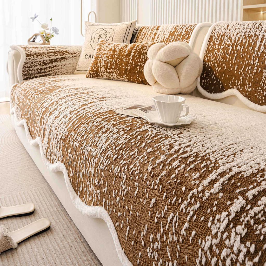 New Irregular Shaped Sofa Cover Fabric Minimalist and Fluffy Comfortable Sofa Cushion Cover Soft and Thick Fixed and Non Slip