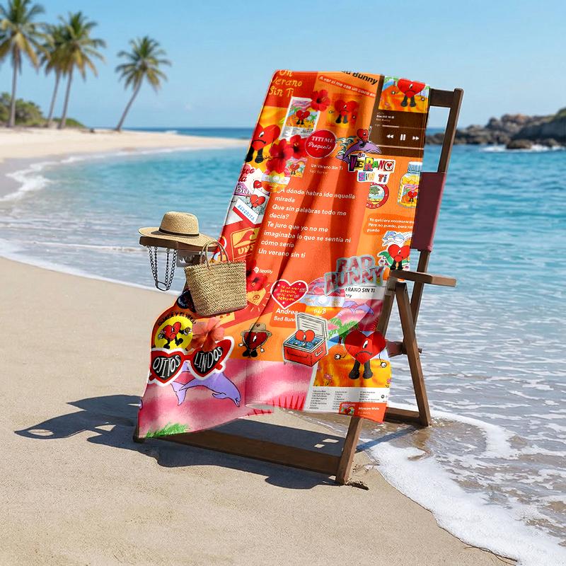 Bbunny Heart Fashion Beach Towel: Ideal for Summer Adventures Soft, absorbent and quick drying suitable for swimming and bathing