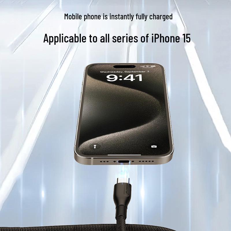 120W Fast Charging Dual Type-C Cable for Apple 15/16, Huawei, and Cars