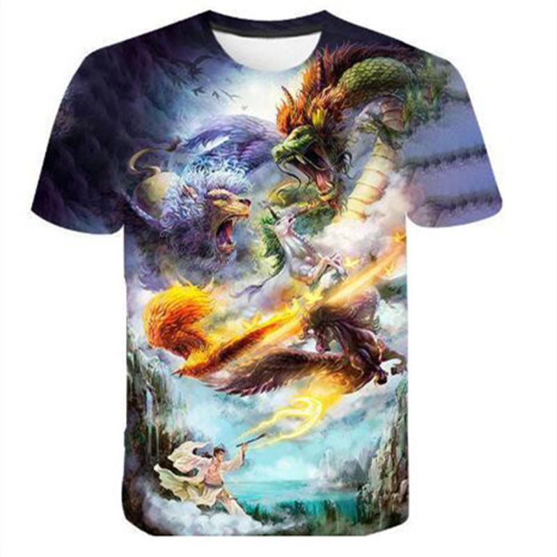 Summer Dragon T-Shirts Animal 3D Print Men Women Round Neck Short Sleeve T Shirt Casual Hip Hop Top Harajuku Tees Man Clothing