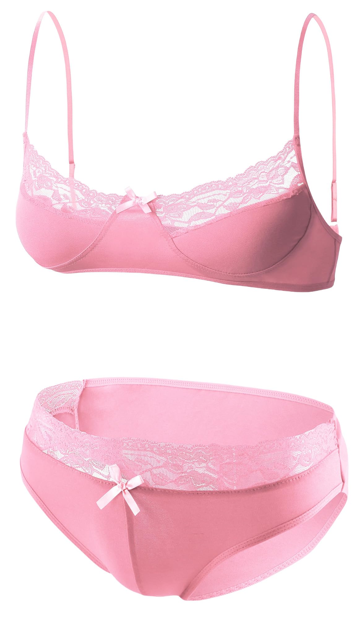 

Maeau Sexy Lace Bikini Bra and Gay Fake Girl Sheer Breathable Underwear and XL Men s Panties, Costume, Panties, Set, T-Back G-String, Pink, рожевий