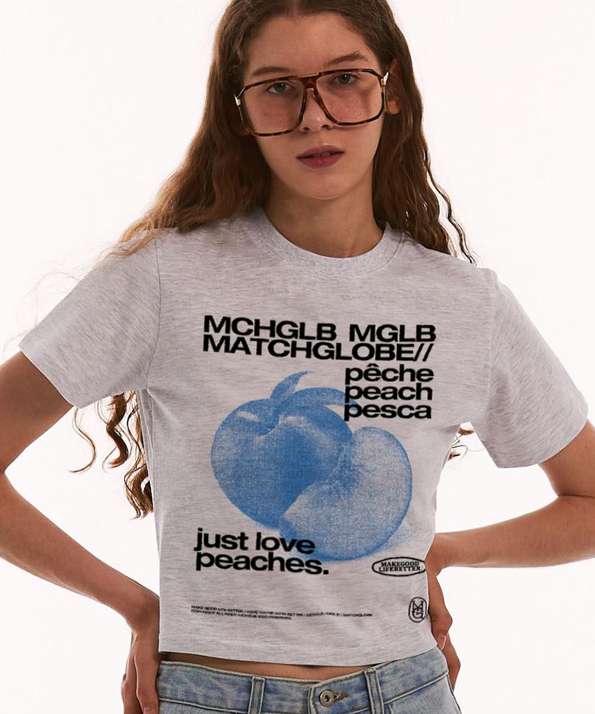 MATCHGLOBE Peach Crop Top (Light Melange)