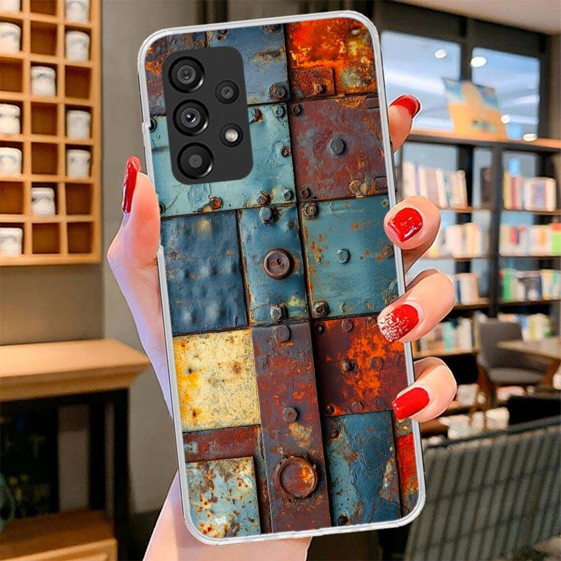 Vintage Industrial Style Rusty Pattern Phone Case For Samsung Galaxy A12 A22 A32 A52 A72 A02S Phone Case Note 20 Ultra 10 S10 Pl