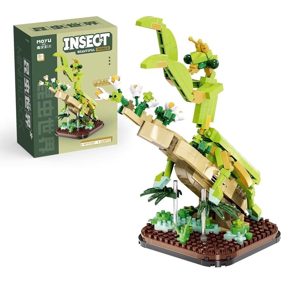 Micro Building Blocks Insect Butterfly Mantis Beetle Unicorn Fairy Model Collection Creative Assembly Toys Student Festival Gift