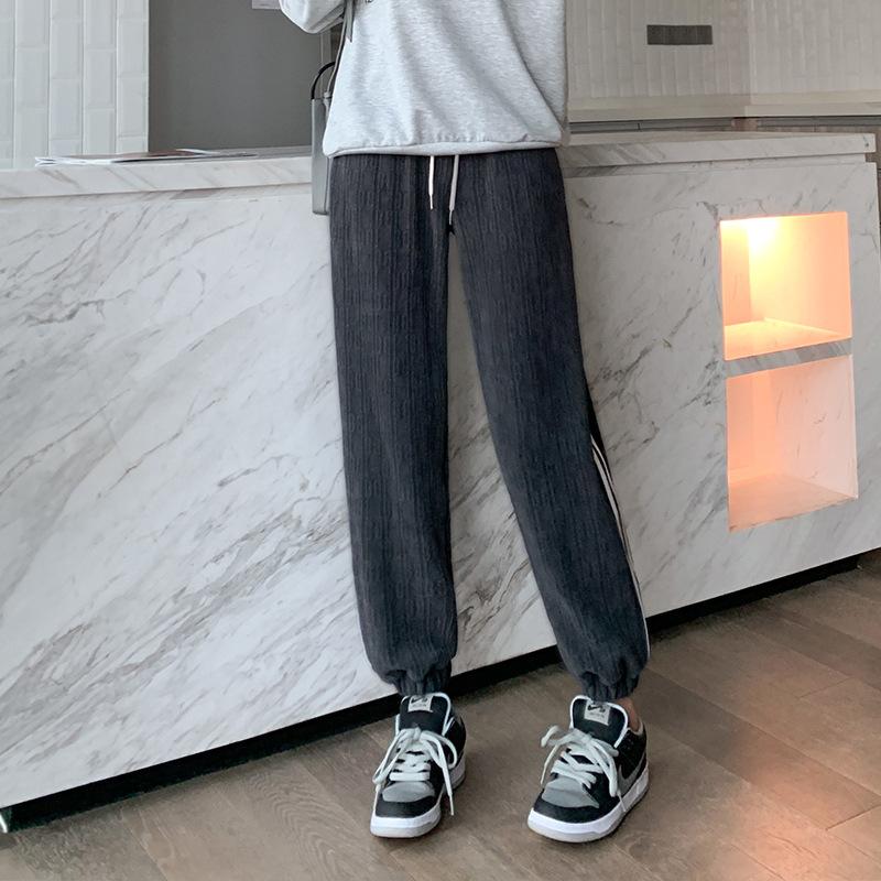 Corduroy autumn and winter sports high waist retro dad Harlan pants age-reducing casual loose versatile sweatpants leggings women