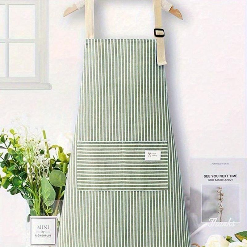 

1pc Adjustable Colorful Striped Apron for Men and Women, Simple Style Cooking Apron with Pockets for Chef, Server, Kitchen Cooking Aprons, Bbq one-size зелёный