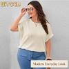 Women's Fashion Casual Solid Color Print Short Sleeve O-Neck Blouses & Shirts