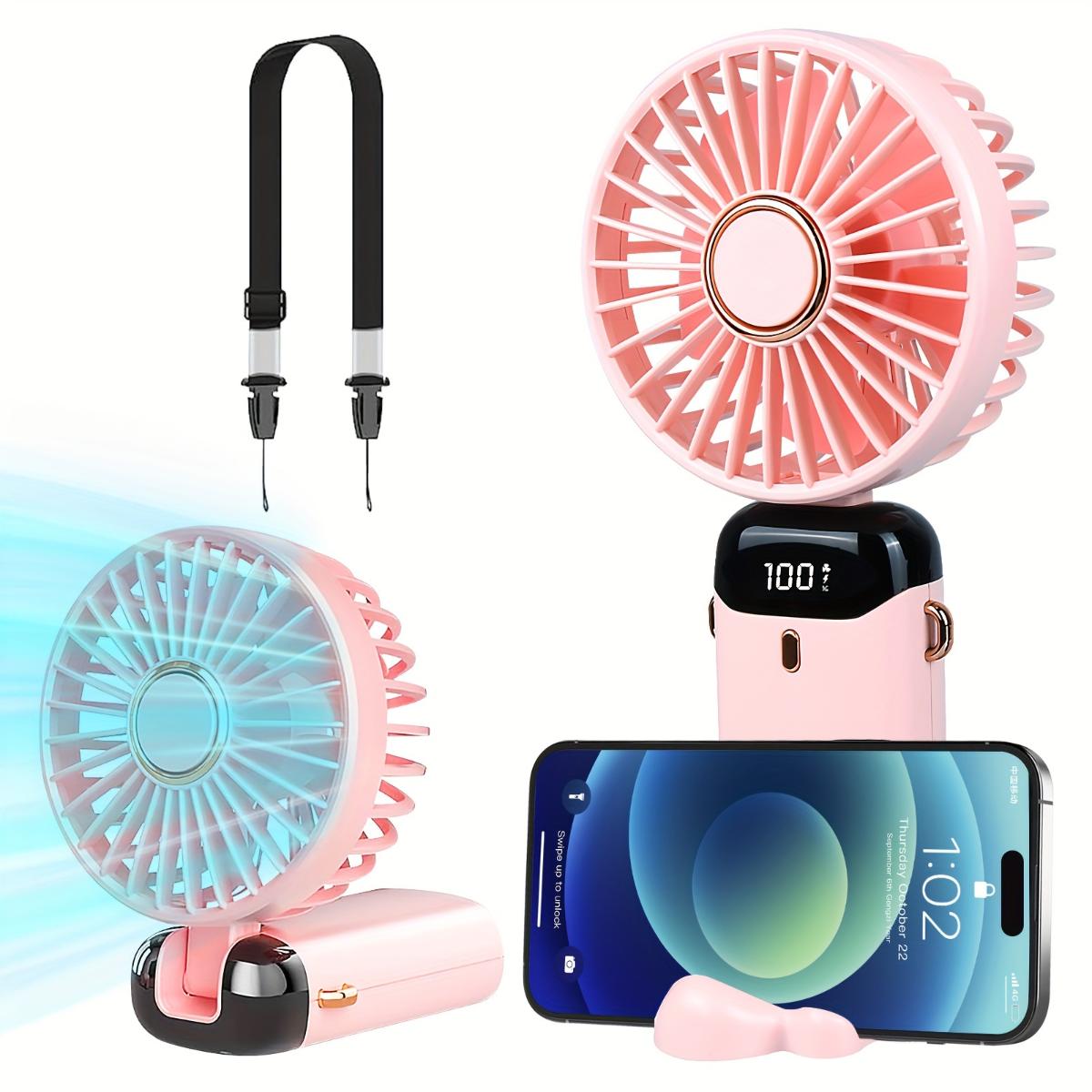 

Портативный ручной вентилятор с 5 скоростями, USB-зарядка, 4000 мАч, персональный карманный настольный вентилятор со светодиодным дисплеем, 7–16 ч, тихая работа для офиса, улицы, путешествий, дома 4000mah розовый