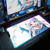 Hololive Gawr Gura RGB Mouse Pad Glowing Large Computer Mouse Pad Accessories XXL Pc Gamer HD Non-slip Deskmat Mousepad Keyboard
