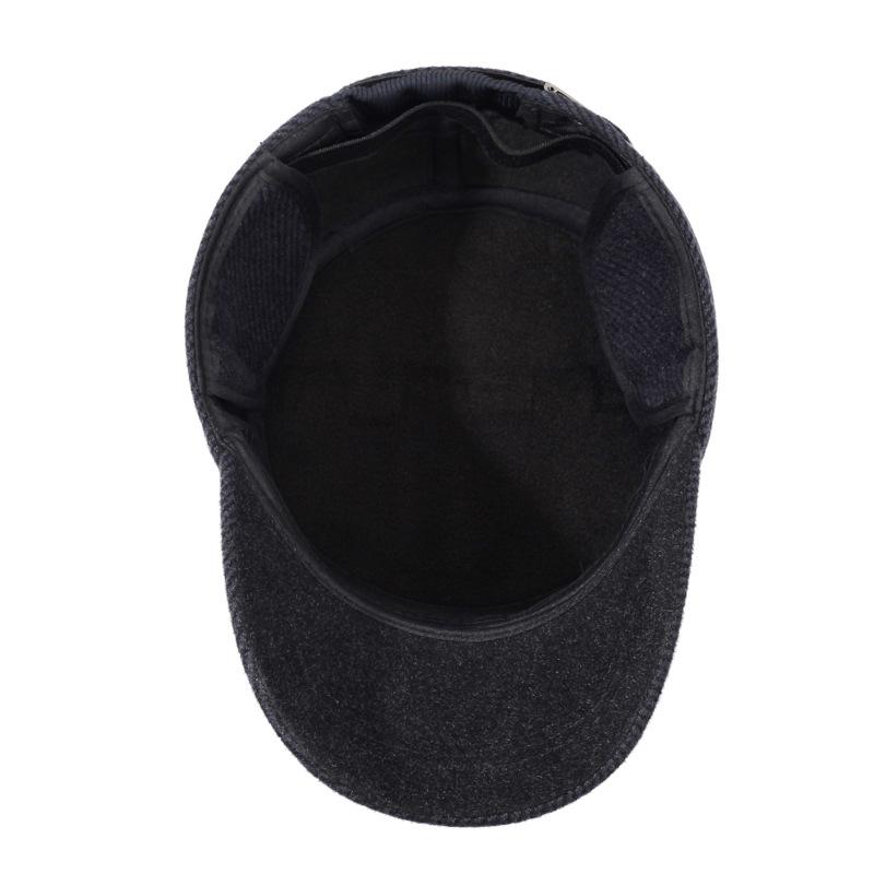 Autumn Winter Middle-Aged S Flat Cap Men' Outdoor Warm Cotton Hat Coldproof Ear Protection Cap