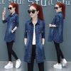 Women Plus Size Denim Jacket Long Jeans Jacket Coat Casual Frayed Female Basic Jackets