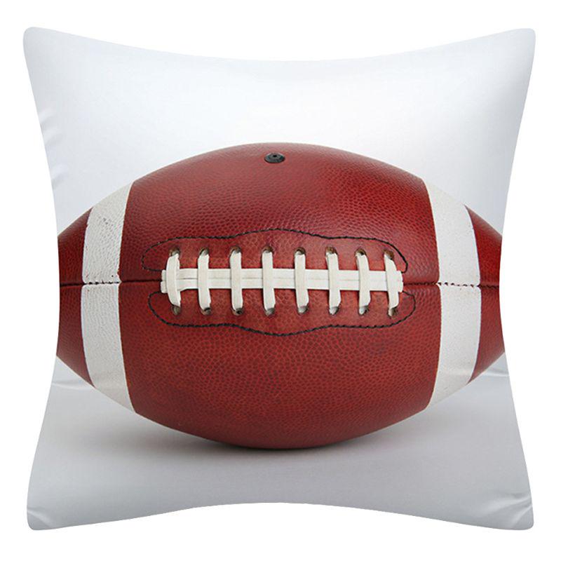 Rugby Football Basketball Printed Pattern Square Polyester Cushion Cover for Home Living Room Sofa Decoration Pillowcase 45x45cm