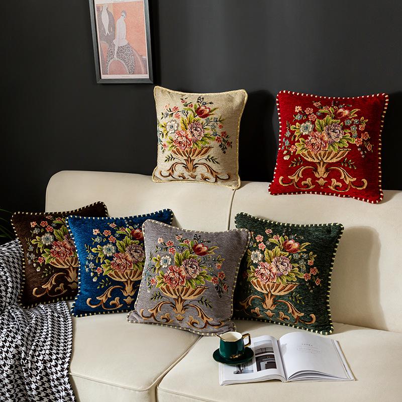 European Chenille Jacquard Sofa Cushion Cover for Home or Office