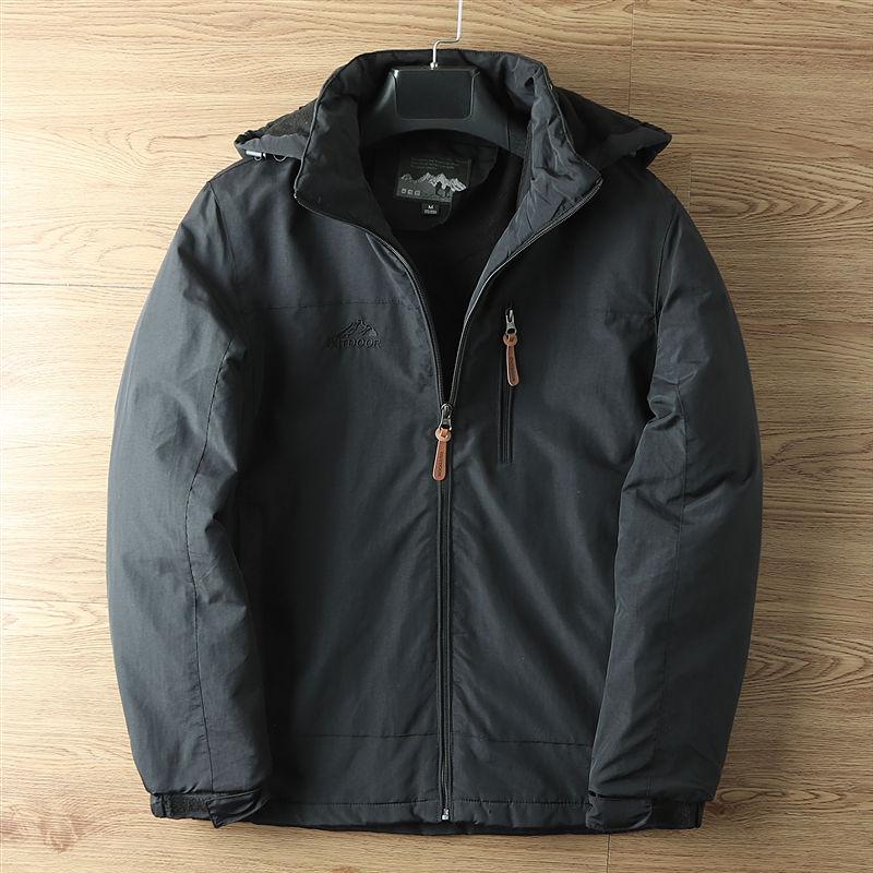 Autumn and Winter Fleece Lined Warm Hooded Jacket Men's Coat Waterproof Jacket Outdoor Hiking Hooded Windbreaker