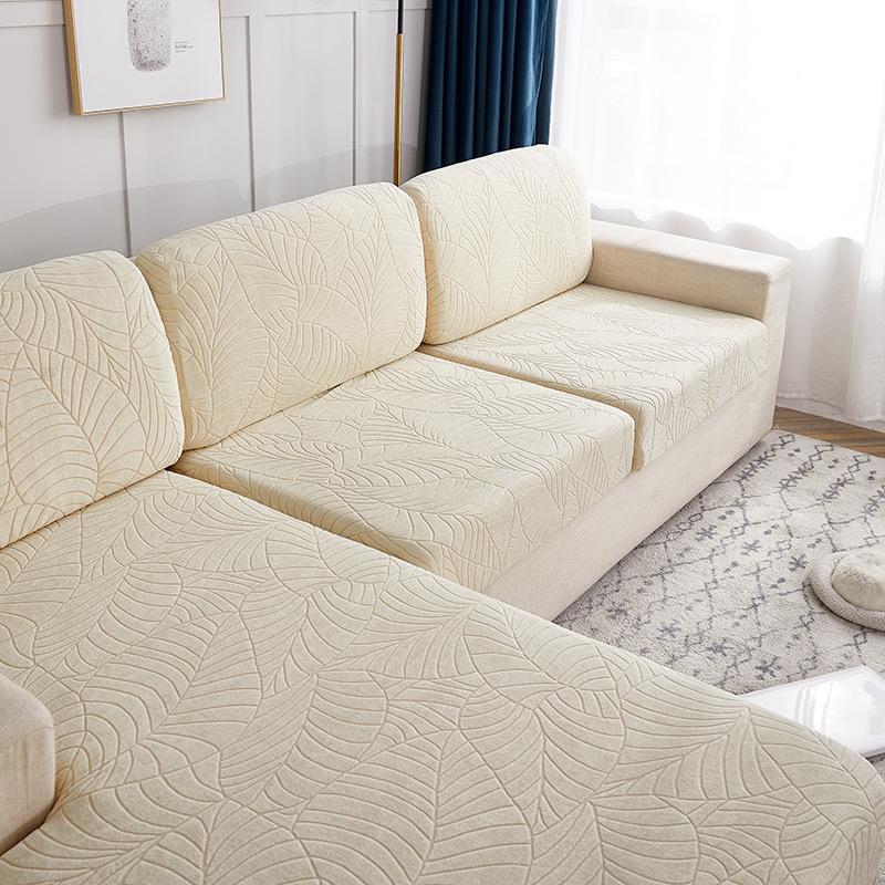 

Splashproof Jacquard Sofa Cushion Cover For Living Room Anti-Slip Anti-Dust Thickening Elastic Sofa Cover Furniture Protector 1pc Plus Size-XL бежевый