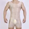 Sexy Men Playsuit Stain Smooth Bodysuit One Pieces Thong Elastic Tights Oil Glossy Shiny Yoga Shaping Maid Leotard Tank Top