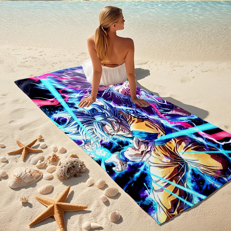 1Pc Super Saiyan Blue Power Beach Towel, Quick Dry, Multi-Use for Beach Pool Gym Yoga Home Travel, Christmas, Halloween, Xmas Gift M928257