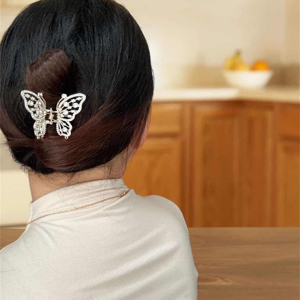 Elegante Schmetterling Haarspange mit funkelnden Strasssteinen für Damen, sicherer Halt, Metall Haarnadel Accessoire