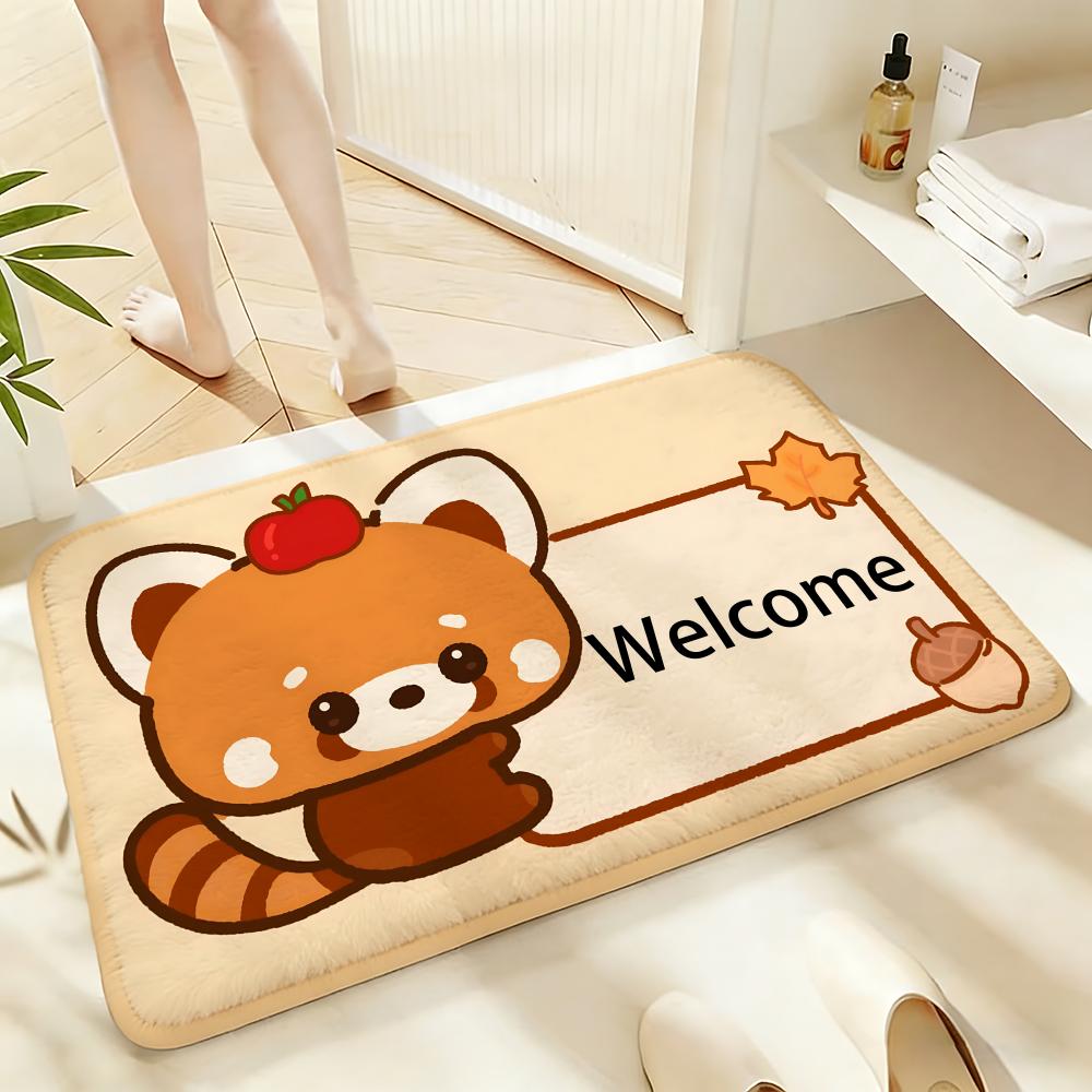 Soft Absorbent Non-Slip Rug Animal Red Panda Floor Mat Home Decor Doormat Bedroom Floor Mat Shower Carpet