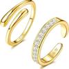 14K Gold-Platiniert Verstellbarer Zirkon Fußring Zweiteiliges Set für Damen während des Sommer-Strandurlaubs Zehenring Schmuck Zubehör