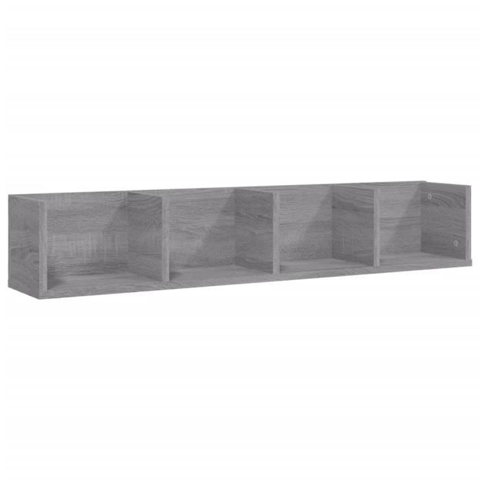 VidaXL Wall-mounted CD Rack Sonoma Grey 100x18x18 Cm Engineered Wood 826618