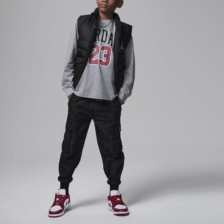 Jordan Practice Flight Long Sleeve Tee With Letter And Number Print Kids Tops Gray 95C591-GEH