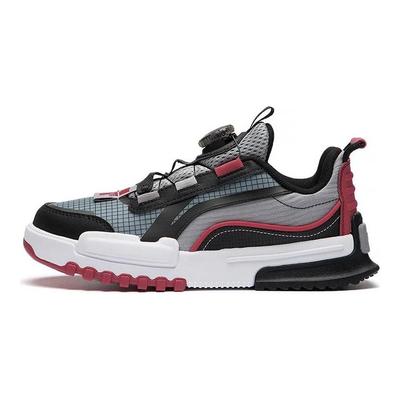 Li Ning Zapatillas Casuales Versátiles Cómodas para Niños Journey 2.0 Low Zapatillas Casuales para Niños Negro Rojo YKCS108-5