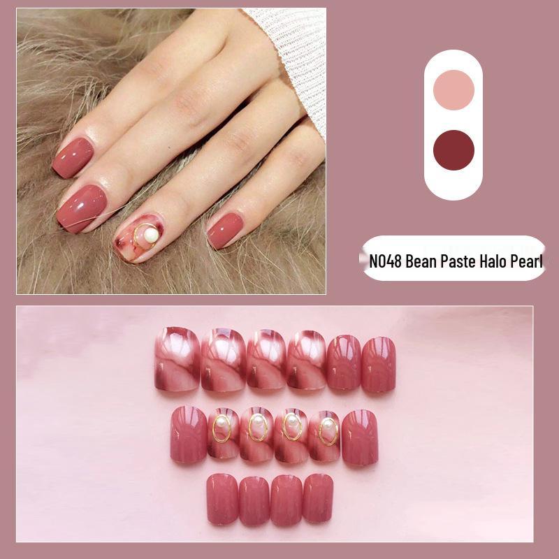 

Influencer Ombre Pearl Short Bride Wearable Removable Nail Patches