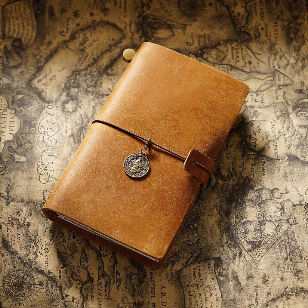 Vintage Full Grain Leather Planner Diary Notebook with Loose Leaf Pages A5 Size Sewing Bound Gift
