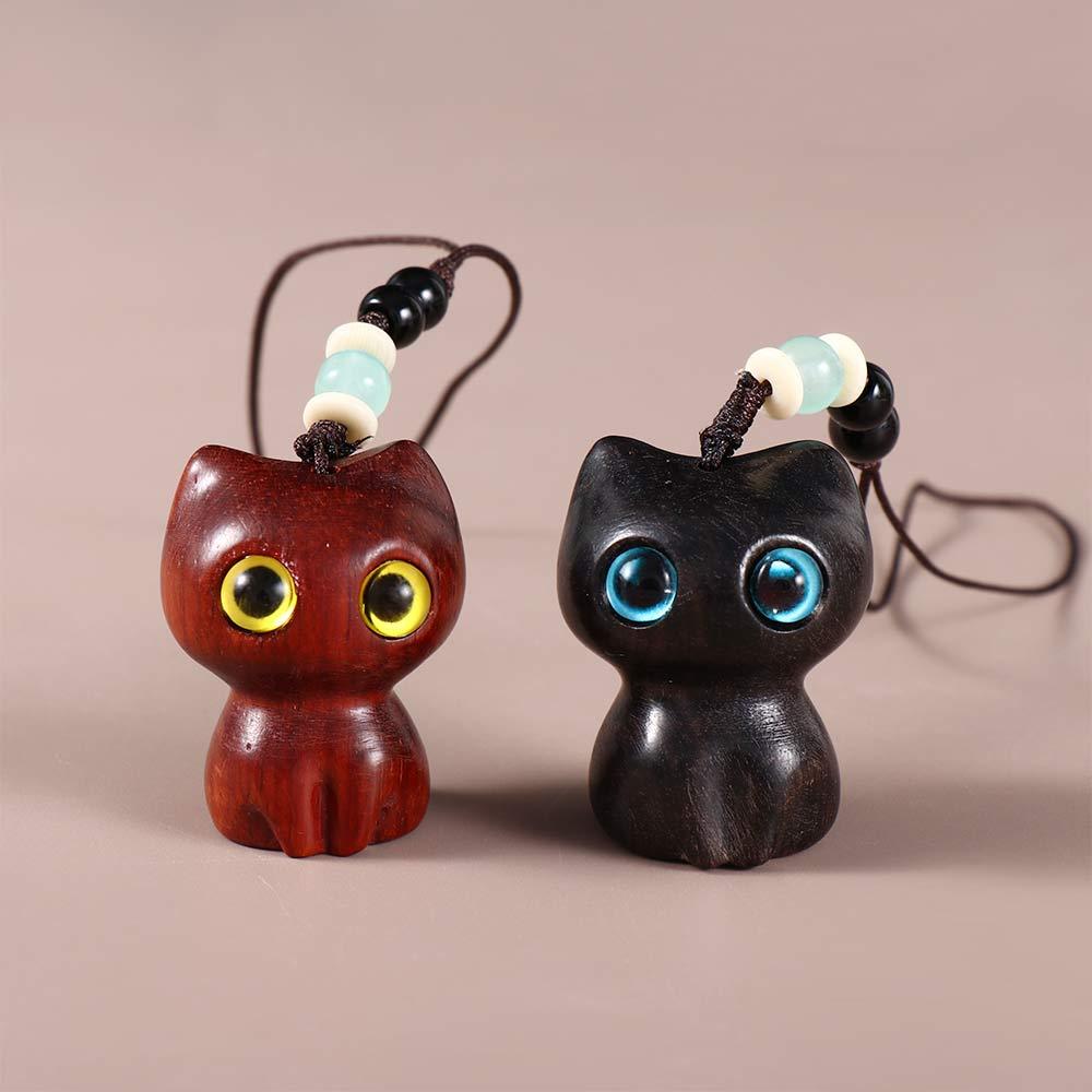 Lucky Blessing Charm Sandalwood Key Chains Keychain Components Wood Car Keyring Jewelry Findings