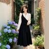 Splicing skirt children's French temperament fake two-piece suit dress women's large size light and familiar style