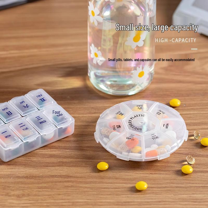 Organizador de Pílulas Compacto de 7 Dias - Mini Dispensador de Medicamentos Tamanho Viagem