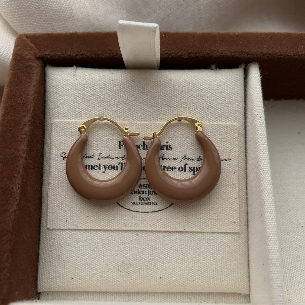 Irregular Ring Enamel Stud Earrings, Natural Light Luxury, High Sense, Fashionable Elegance and Luxury, New Autumn and Winter Earrings